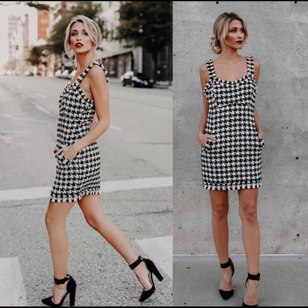 New w/o tag black and white houndstooth dress.